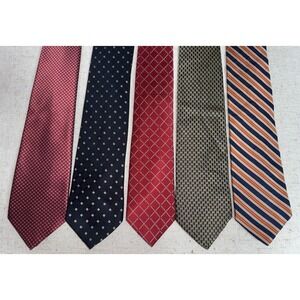 Men's Neck Tie NeckTie LOT‎ of 5 Silk Marks  & Spencer Nautica